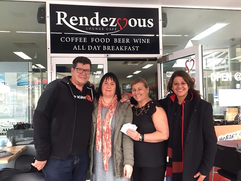 Mick and Maria HOFM, Janet Saunders, CEO and Nell, Rendezvous Lounge Café